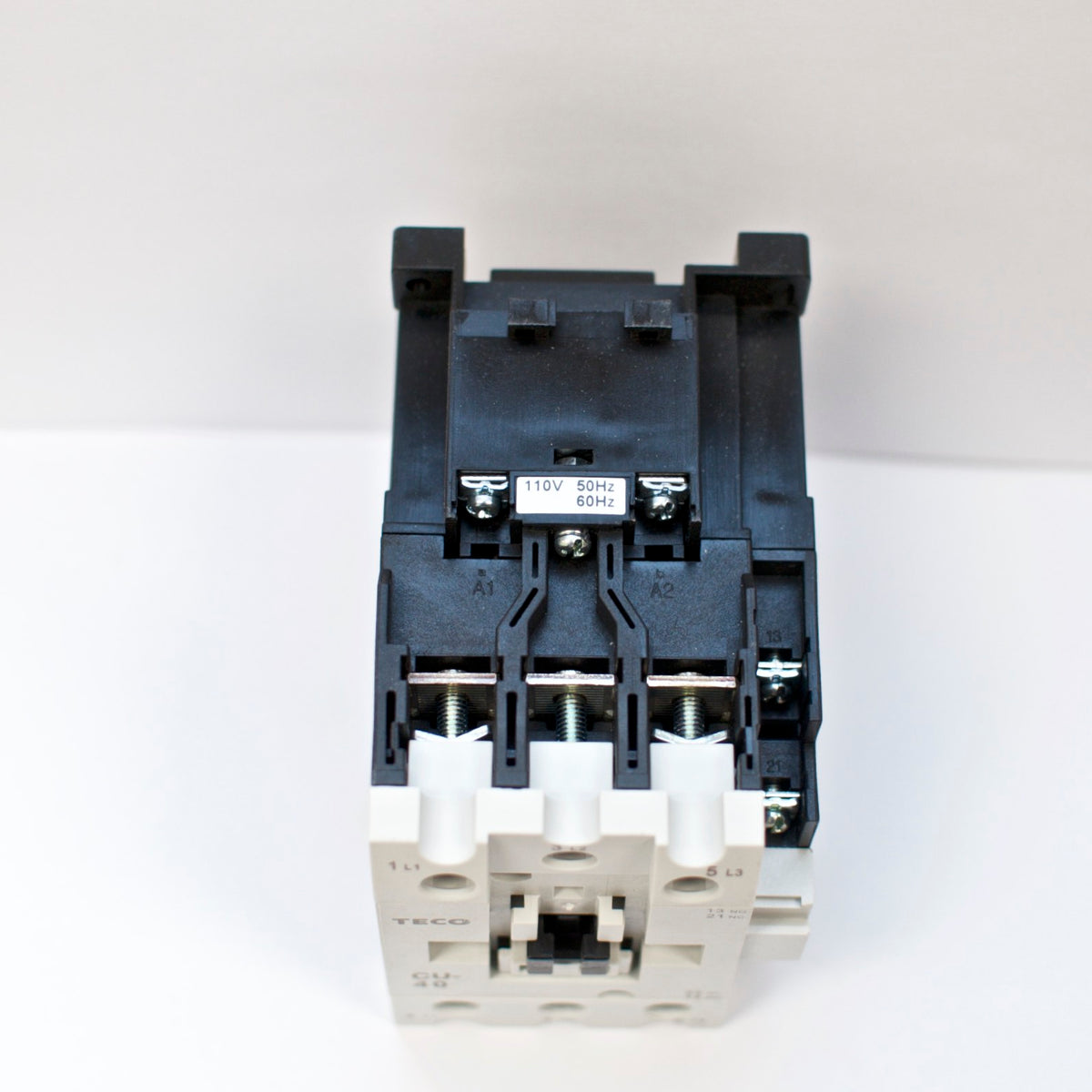 TECO CU-40 magnetic contactor, 60A, 3 phase, 110V coil, 3A1a1b (NO and NC)
