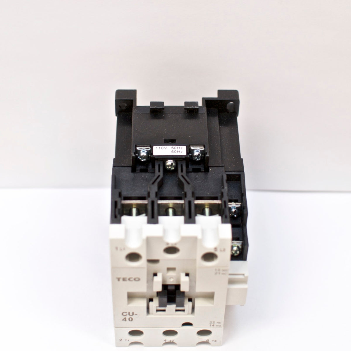 TECO CU-40 magnetic contactor, 60A, 3 phase, 110V coil, 3A1a1b (NO and NC)