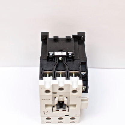 TECO CU-40 magnetic contactor, 60A, 3 phase, 110V coil, 3A1a1b (NO and NC)