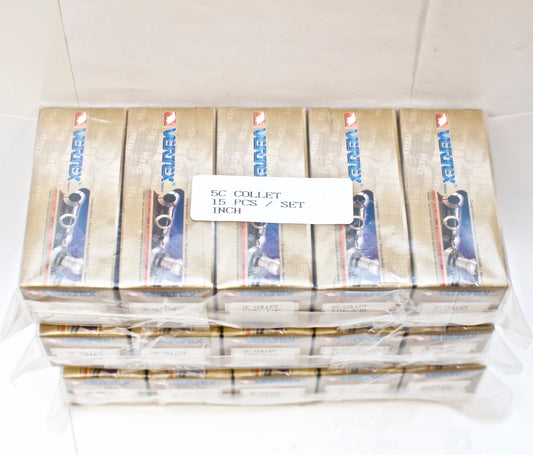 VERTEX 5C Collets, 15 piece set, 1/8" to 1" for tool room lathe