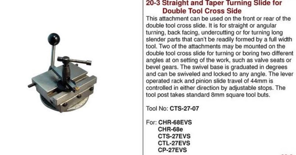 CTS-27-07 Straight and Taper Turning Slide foe Double Tool Cross Slide ...