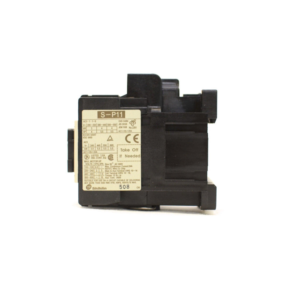 Shihlin Magnetic Contactor S-P11 3A1a (Normally Open) Coil: 110V