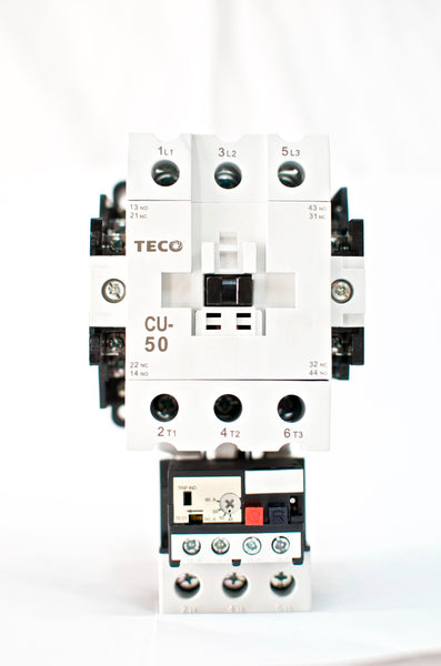 TECO CU-50 Magnetic Contactor, 24V Coil, 3A2a2b + RHU-80/60K3