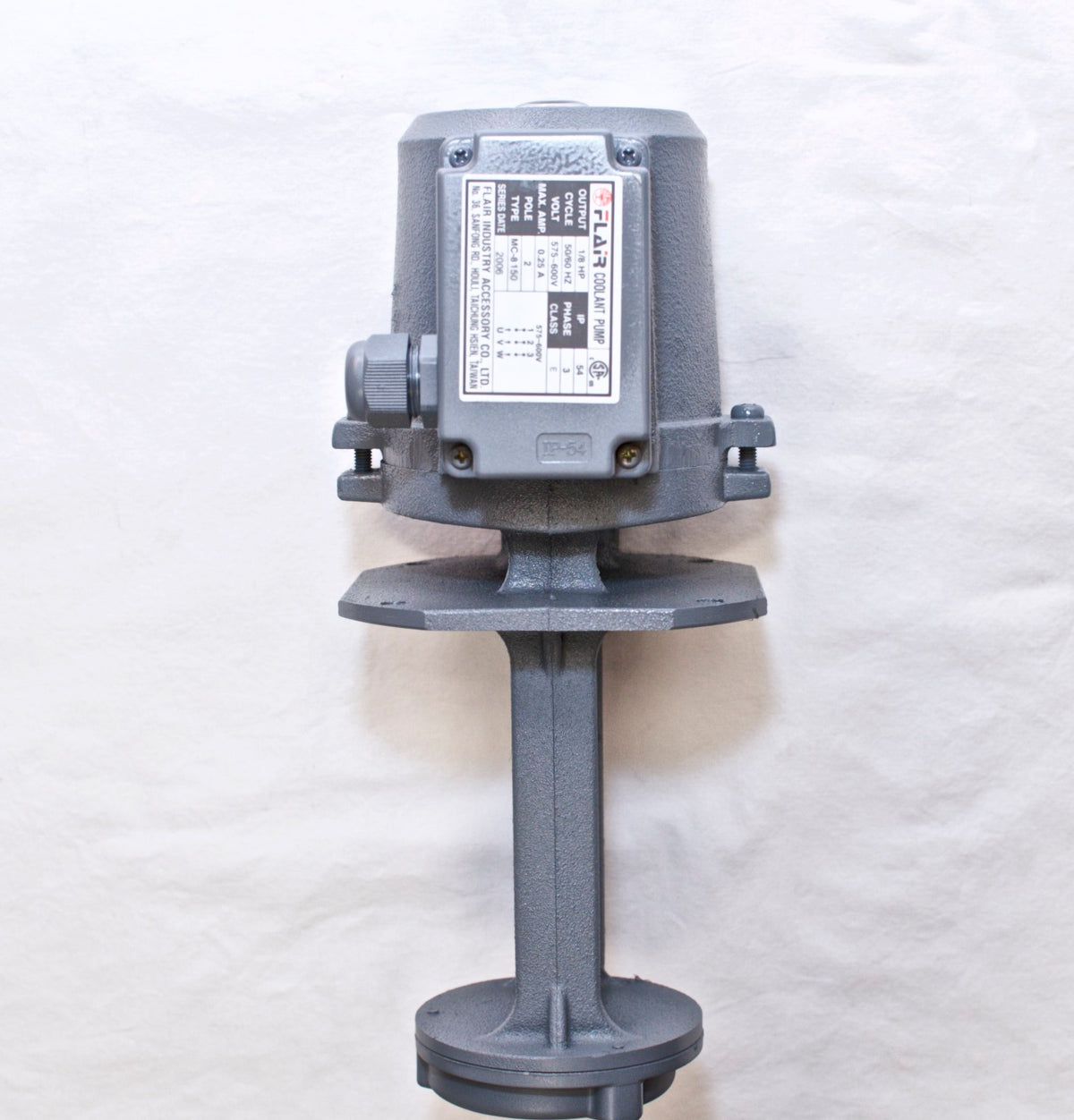 1/8 HP Machinery Coolant Pump, 575/600V, 3PH, Shaft 6” (150mm), CE, FLAIR