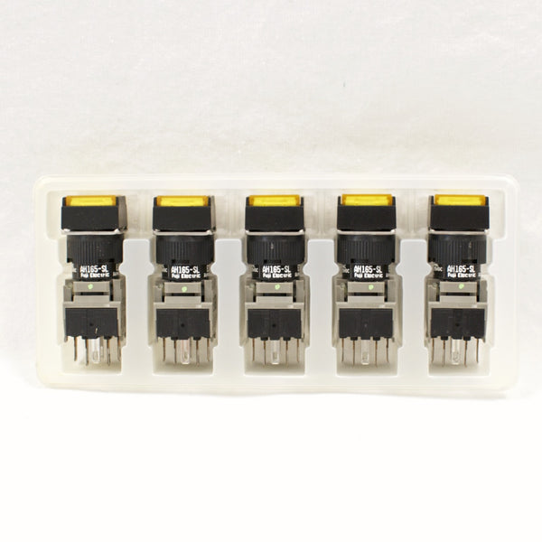 FUJI AH165-SLY11E3 Yellow Pushbutton Command Switch 24VDC LED (Pack of 5)