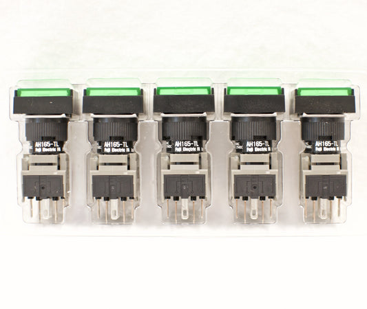 FUJI AH165-TLG11E3 Green Pushbutton Command Switch 24VDC LED (Pack of 5)