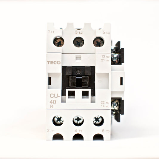 TECO CU-40R magnetic contactor, 60A, 3 phase, 220V coil,3A1a1b NO/NC Repl CU-40