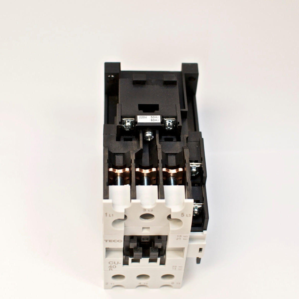 TECO CU-40R magnetic contactor, 60A, 3 phase, 220V coil,3A1a1b NO/NC Repl CU-40