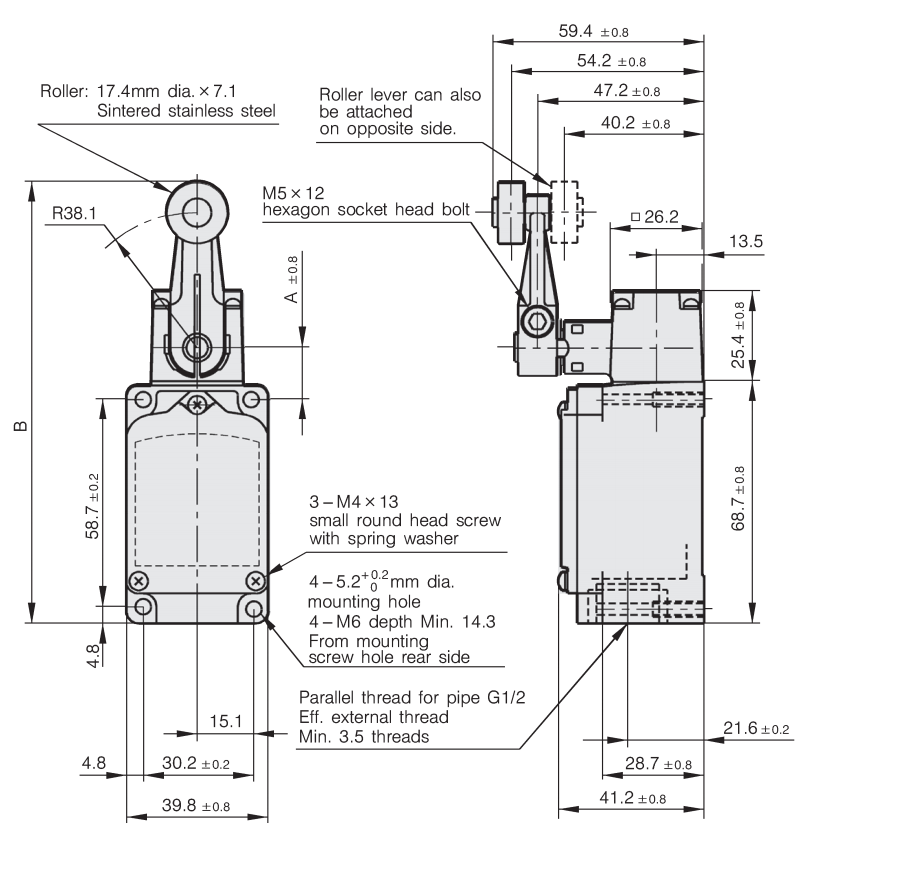 Azbil 1LS1-J limit switch, Roller Lever Type (Yamatake)
