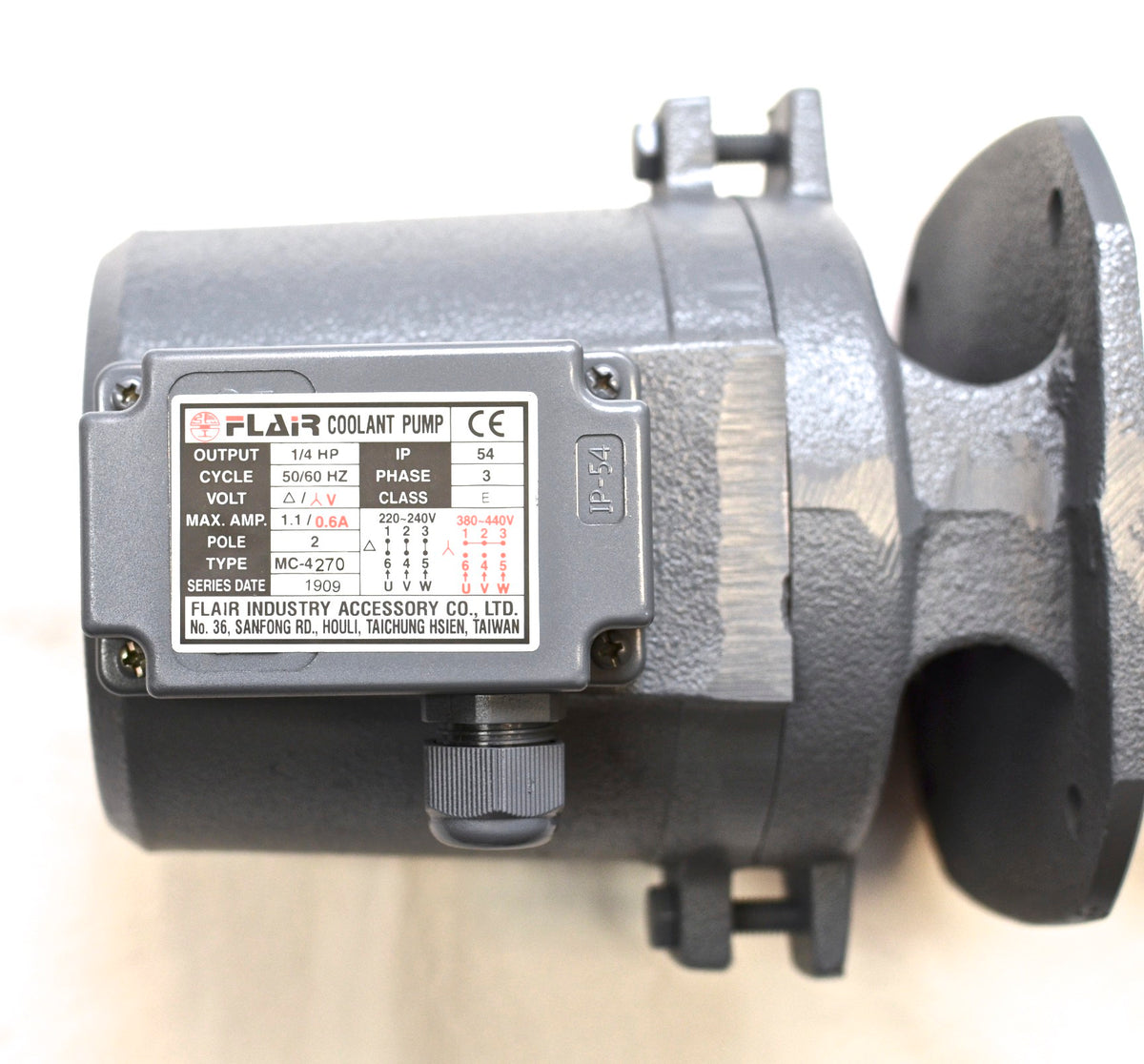 1/4 HP Immersion Coolant Pump, 220V/440V, 3PH, Shaft L=10.6" (270mm)MC-4270-3