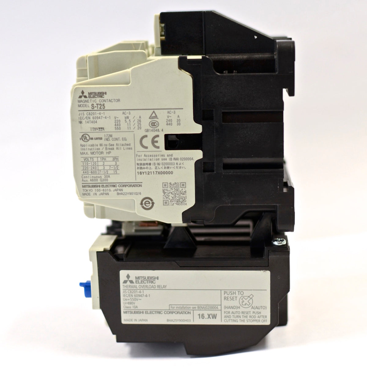 MITSUBISHI Contactor S-T25 3A2a2b Coil: 200V~240V + Overload Relay TH-T25 18~26A