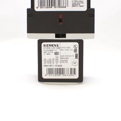 Siemens Contactor 3RT1016-1AF01, 110V Coil, with Aux Contacts 3RH1911-1FA22