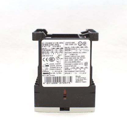 Siemens Magnetic Contactor 3RT1016-1AF02, 3-Pole, 110VAC Coil