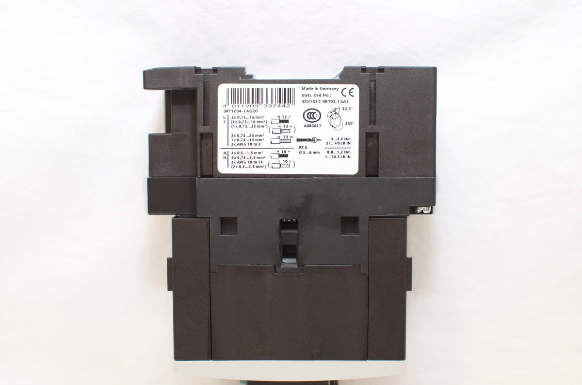 Siemens Contactor 3RT1034-1AG20 110V Coil with Aux Switch Block 3RH1921-1FA22