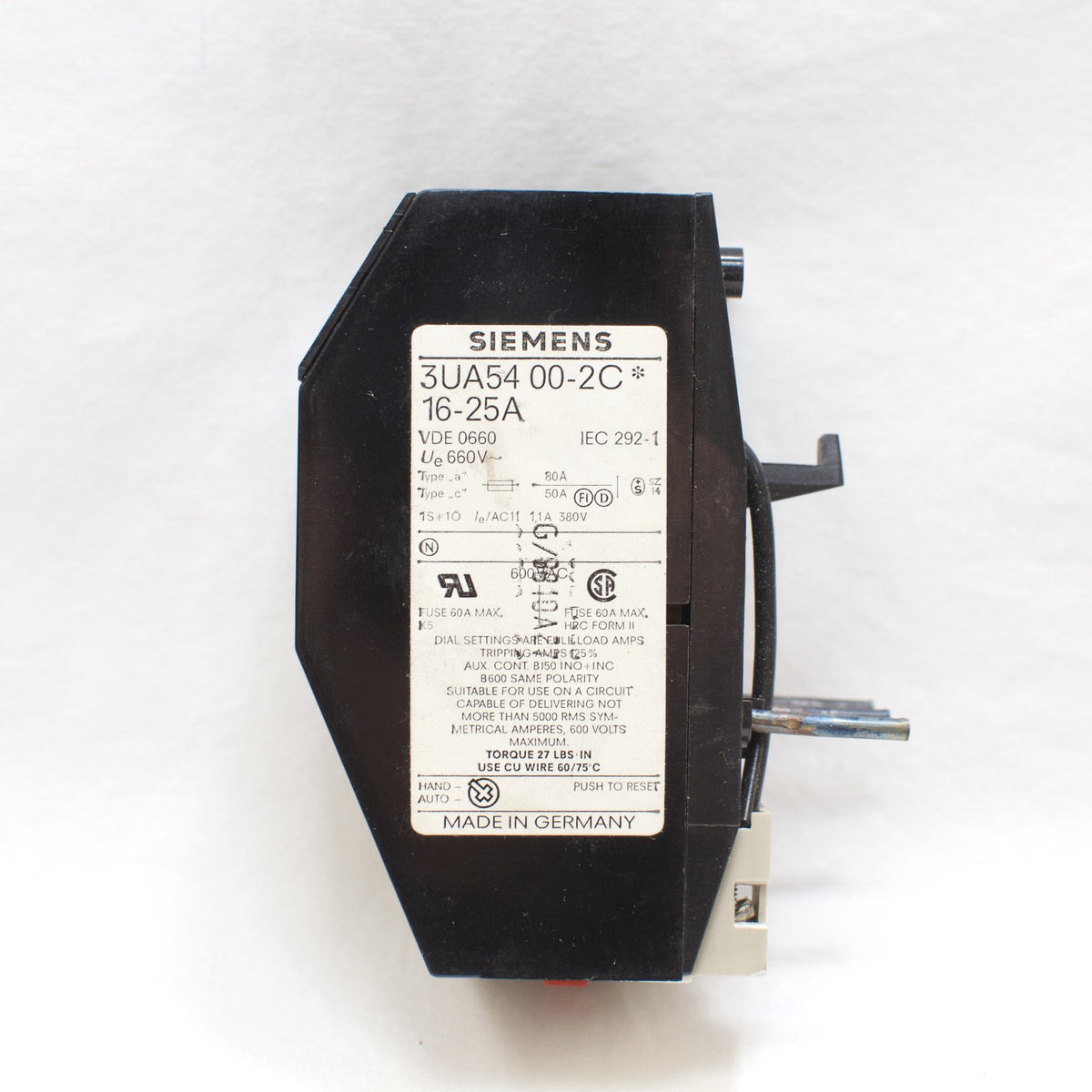 Siemens Overload Relay 3UA54 00-2C 16-25A