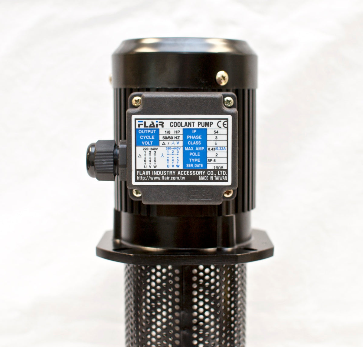 1/8 HP Filtered Coolant Pump, 220V/440V, 3PH, 200mm (8"), FLAIR SP-8200-220V