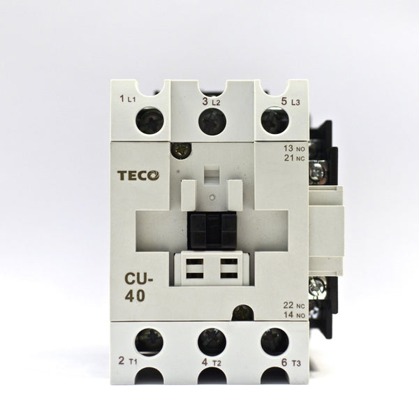 TECO CU-40 magnetic contactor, 60A, 3 phase, 24V coil, 3A1a1b (NO and NC)