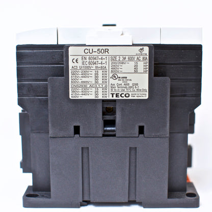 TECO CU-50R Magnetic Contactor, 80 Amp, 3 Phase, 110V Coil, 3A2a2b (TAIAN CN-50)